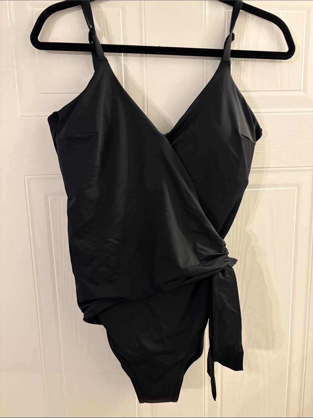 KNIX Black Wrap-Front One-Piece Swimsuit XL+. (Long) perfect for tall girls